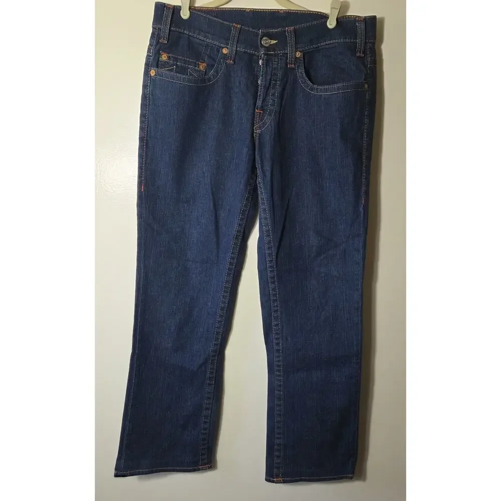 True Religion Logan Jeans Men's 34 x 33 Made in USA Y2K Button Fly Straight Leg